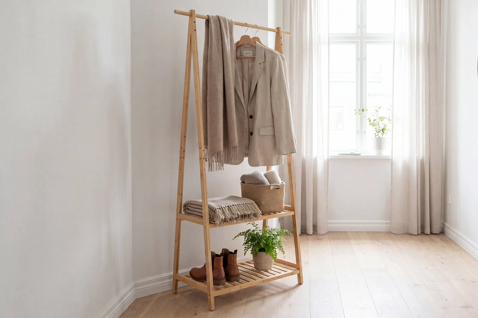 Bamboo garderobestativ